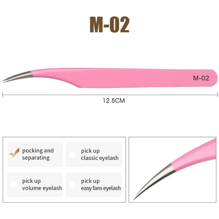 Natuhana Rose red Tweezers Stainless Steel  Tweezers High Precision Anti-static Tweezers for Eyelash Extensions Makeup