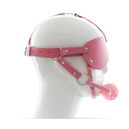 SM Leather Padded Hood Blindfold Head Harness Mask Mouth Gag Balls BDSM Bondage Sex Toys For Couples 18 Adult Erotic Accessories