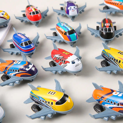 Rebound Small Aircraft Children Cartoon Mini Alloy Taxiing Passenger Plane Toys Model Inertial Force Metal Sheet Metal Airplanes