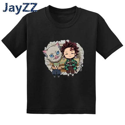 Children's Demon Slayer Anime Cartoon T-Shirt Fun Kids' Clothing Baby Boys and Girls Summer Fashion T-Shirt