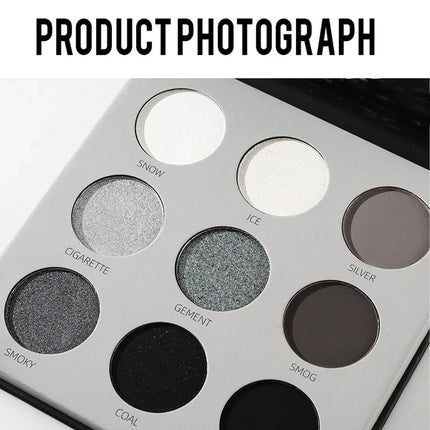 9 Color Eyeshadow Palette Panda Punk Metal Dark Grey Matte Smoky Eyes Makeup Palette Long Lasting Highly Pigmented Waterproof