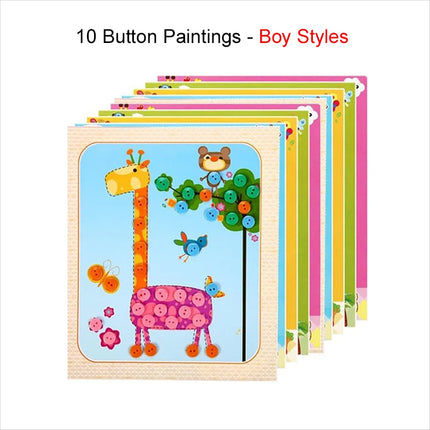 5/10pcs Children Button Stickers DIY Drawing Toys Handmade Student Art Class Painting Craft Kids Early Educational Game TMZ