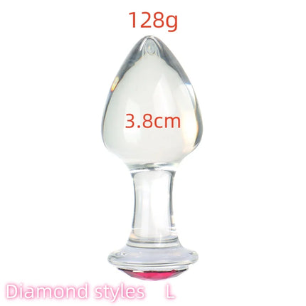 VaHppy Diamond styles Glass Anal Plugs Diameter 2.8/3.4/3.8cm Sex toys For beginners Girls Gay Anal Masturbation Extension BDSM