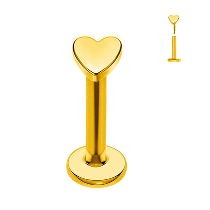 ASTM F136 G23 Titanium The ball Tragus Earring Threadless Piercing Heart Cubic zirconia Pin Daith Conch Push in Labret Stud