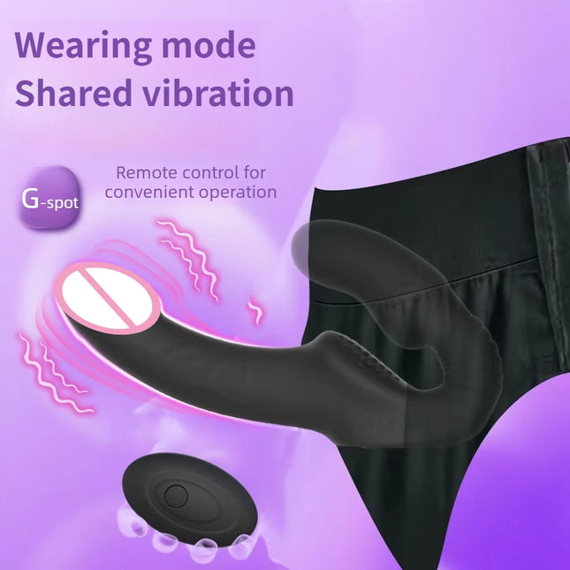 Strapless Strap-on Dildos Vibrator with Remote Control for Women Lesbian Couples, G-Spot Sex Toys With Clitoris Stimulator