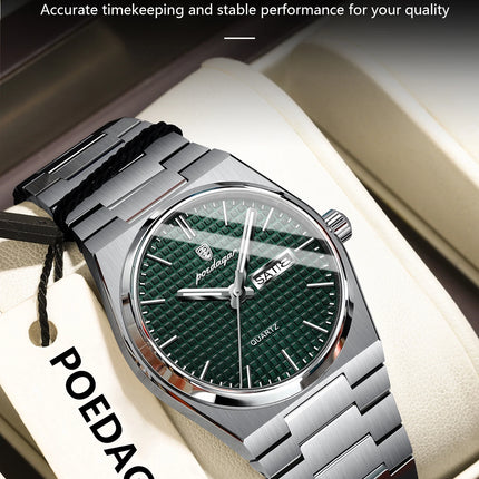 POEDAGAR Luxury Original Men's Watch Waterproof Stainless Steel Luminous Men's Wristwatch Date Week Quartz Fashion Watches For Men