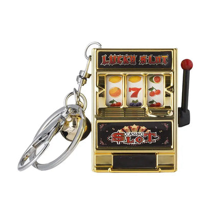 Creative Playable Mini Fruit Machine Keychain Lottery Machine Game Keychain Pendant Simulation Toy Key Gift Accessories