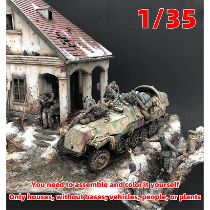 Assembly Architectural Miniature Europe Building House Shop Home Multi-storey Residential Cafe Diorama Scale Model Kit 1/35