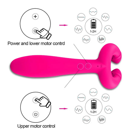 G-Spot Double Penetration 3 Motors Dildo Vibrator for Women Clit Stimulator Anal Vagina  Massager Penis Sex Toys for Couples