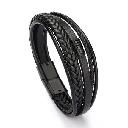 Men's Musical Symbol Leather Bracelet Vintage Creative Men's Bracelet Music Symbol Simple Leather Multi-Layer Bracelet