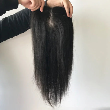 12x13cm Silk Skin Base Toupee With 2 CM PU Around European Virgin Human Hair Topper with 4 Clips for Women