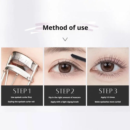 3D Curling Eyelash Mascara,Slim Brush Mascara, Waterproof Tube Mascara Lash-Lifting Long Lasting No Clumping Defined Lashes