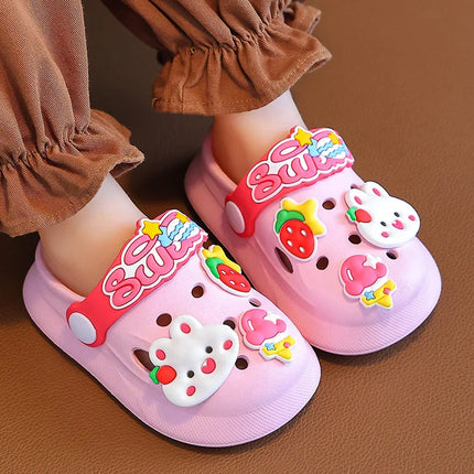 Summer Kids Slippers Sandals  Children's Shoes  Soft  Anti-Skid Cartoon DIY Design Hole Baby Shoes Sandy Beach For Boys Girls