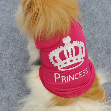 Princess Crown Dog Shirts Vest, Puppy Summer Dog Clothes for Small Dogs, Puppy Cat T Shirt Pet Apparel