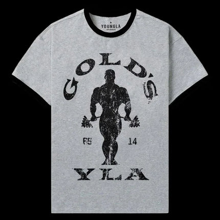 Men Fitness Cotton T-Shirt Printed - Summer Breathable Gym Running Top