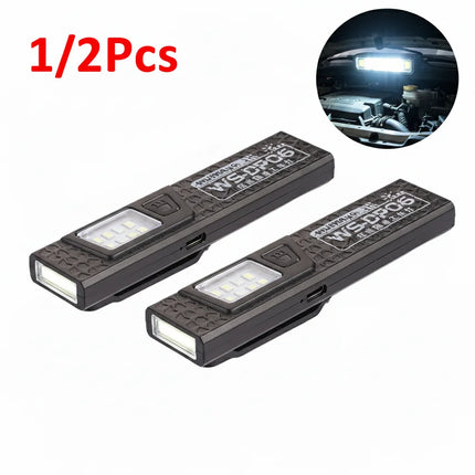 1/2Pcs Mini Portable Rechargeable LED Torch Light Waterproof Work Pocket Flashlight with Magnetic Grip Compact LED Flashlight