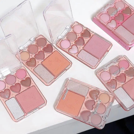 8-color Pearl Glitter Matte Peach Pink Blusher Highlight Eye Shadow Plate Korean Makeup Pink Orange Eyeshadow Cosmetics