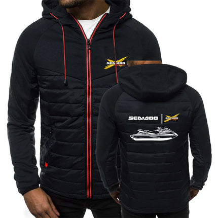 2025 Personality Coat Spring And Autumn Leisure Hooded Jacket Man's Sea Doo Seadoo Moto Logo Print Patchwork Zipper Hoodies