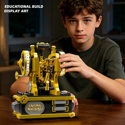 ENIGMA MACHINE Mechanical Cipher Decoder Model Kit Retro Typewriter Building Blocks Steam Punk Educational Toy Bricks for Kids G
