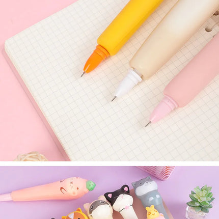 Squishy and Cute Kawaii Pen Kawaii Accessories Cute Girl Pens Animal Fruit Shaped Stress Relief Pens Cute School Supplies