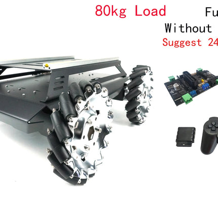 80kg Load Heavy Duty Metal Car Chassis 152mm Mecanum Wheel Trolley Omnidirectional V5Max Mobile Robot for Arduino Robot DIY Kit