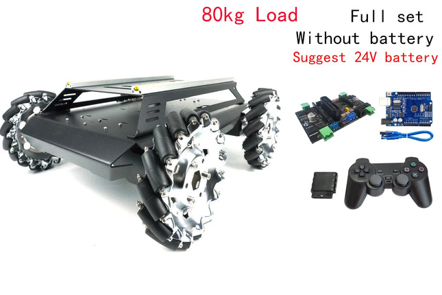 80kg Load Heavy Duty Metal Car Chassis 152mm Mecanum Wheel Trolley Omnidirectional V5Max Mobile Robot for Arduino Robot DIY Kit