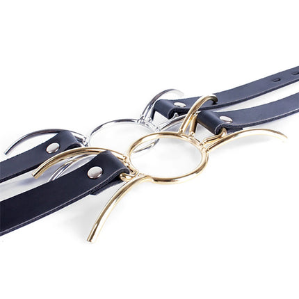 LILUPLAY New BDSM Metal O Shaped Ring/Spider Open Mouth Gag, Leather Restraint Blowjob Gags,Sex Bondage Toys For Couples