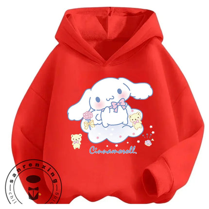 Autumn Winter Outdoor Casual Cinnamoroll Hooded Sweatshirt 3-14Y Boys Girls Cute Kawaii Cartoon Street Hot Fashion