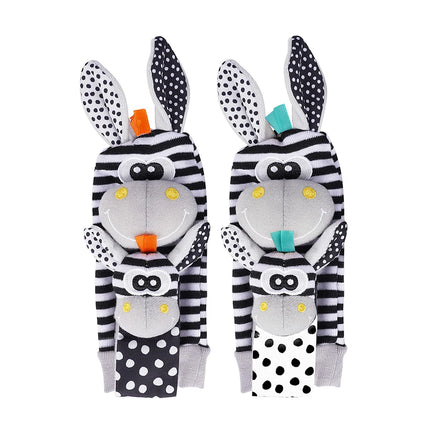 4PCS/SET Baby Rattle Socks Wrist Strap Rattles Set Cute Stuffed Animals Foot Finder Socks 0~12 Months For Infant Newborn Gift