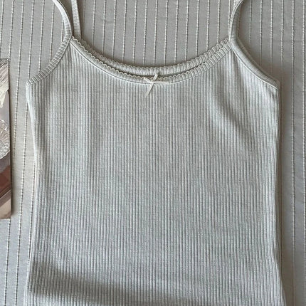 Sweet Floral Print Eyelet Bow Cropped Vests Women Cotton Casual Slim Lace Trim Tank Tops Vintage Preppy Style Cute Camisole Y2K