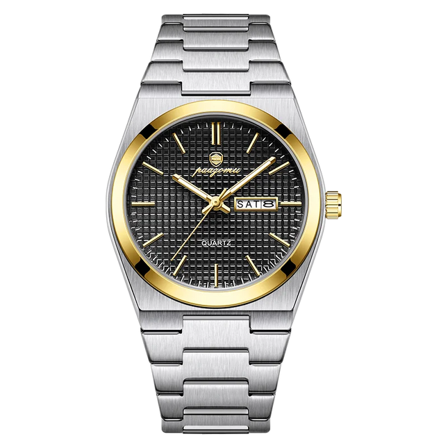 PAAZOMU Luxury Men Wristwatch Waterpro Of Luminous Date Week Watch For Man Stainless Steel Men's Watches Quartz Male Clock Sport