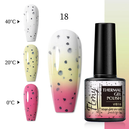 Halloween Theme Glitter Heat Nail Polish, Temperature Changing Color Removable UV LED Glitter Gel Polish, Mood Changing Nail Pol