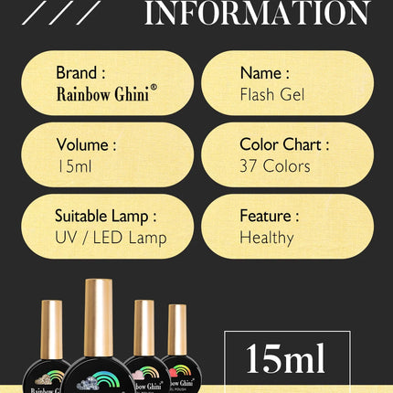 Rainbow Ghini 37Color Base Coat TPO/HEMA Free 15ml Fine Glitter Gel Polish For Manicure Nails Semipermanent Art Nail Supplies