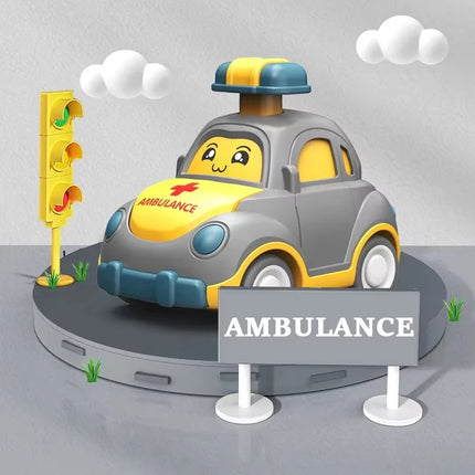 Car Toys Toddler Press and Go Toy Cars Wind-up Cars Taxi Ambulance Fire Truck Model Educational Set for Kids Boys