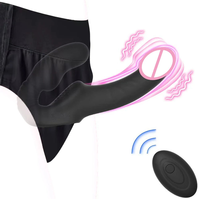 Strapless Strap-on Dildos Vibrator with Remote Control for Women Lesbian Couples, G-Spot Sex Toys With Clitoris Stimulator