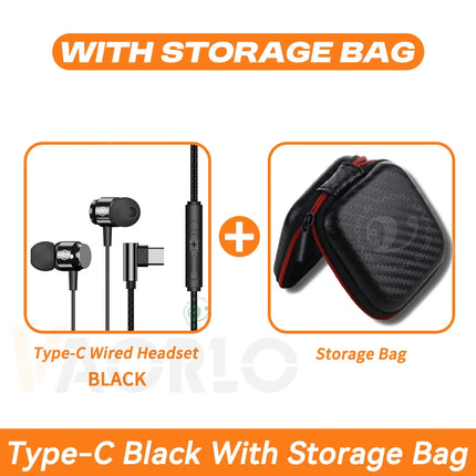 9D HIFI Heavy Bass Game Earphones 3.5MM AUX/Type-C 90° L Elbow Metal Magnetic Music Earbuds With Mic In-Ear Headsets For Android