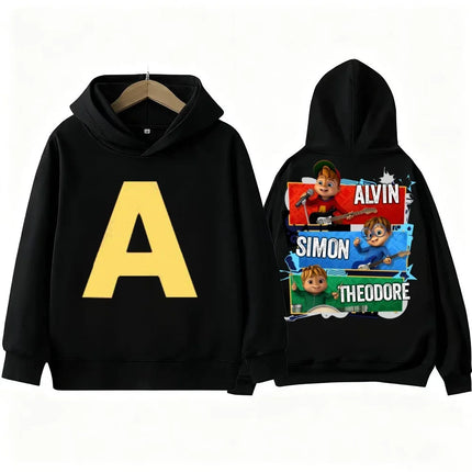 Alvin and Chipmunks Printed Children's Hoodie for Autumn and Winter Outdoor Boys and Girls Casual Kid Sweatshirt