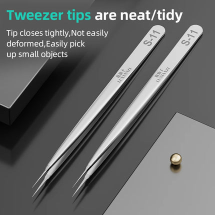 LUXIANZI 1PC Reverse Tweezers Stainless Steel Industrial Tweezers Tools Non-magnetic plastic ceramic Tip ESD Precision Forceps