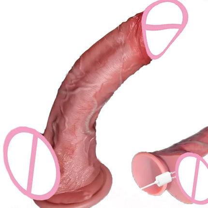 9inch Realistic Silicone Dildo Vibrator with Thrust Function G-Spot Anal Butt Plug 10 Thrust Modes 10 Vibration Settings for Ple