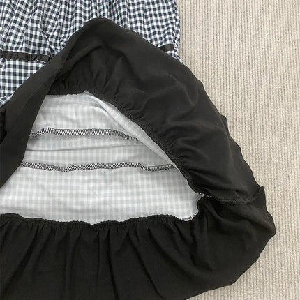 Summer Women's Sweet Gingham Ruffle Camisole Black And White Plaid Sleeveless Tank Top Y2K Aesthetic Casual Streetwear  2025 New