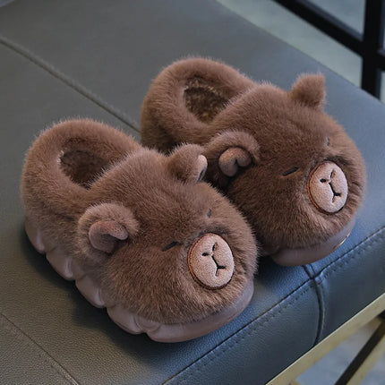 Capybara Winter Children'S Cotton Slippers For Boys And Girls Warm Plush Parent-Child Cotton House Slippers Shoes Gifts