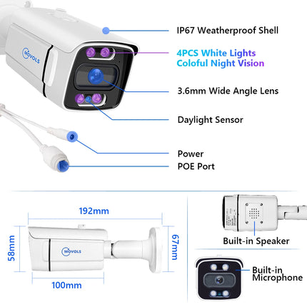 MOVOLS 8CH 5MP 8MP POE Security Camera System Two Way Audio 8MP NVR Kit CCTV Outdoor IP Camera H.265 P2P Video Surveillance Set
