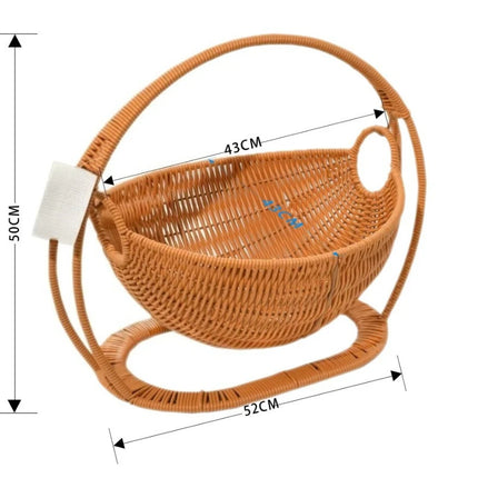 Cat Hammock with Bracket Indoor Hanging Pet Beds for Cats and Small Pets Weight Bearing 6.61 Pounds (3 Kilograms) Rattan/Winter