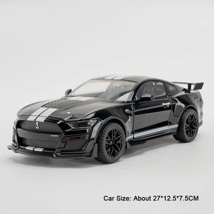1:18 Mustang GT500 Accord Alloy Cars Diecast Models Toys 4 Doors Opened with Sound Light Pull Back Vehices Kids Birthday Present