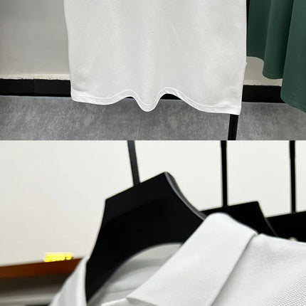 2025 Men's Embroidered Casual Polo Luxury Clothing High-Quality Brand 2024 Cotton Lapel Short Sleeved Summer 100%