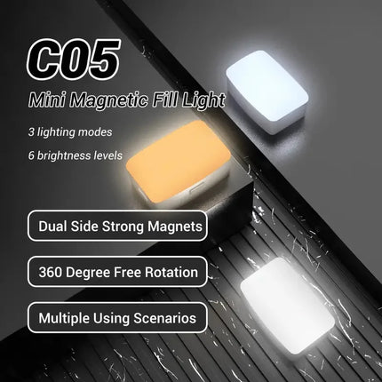 Mini Magnetic LED Selfie Light for IPhone Samsung IPad Mobile Phone Clip Ring Flash Fill Video Photo Ringlight Photography Lamp