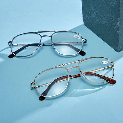 Unisex Stainless Steel Pilot Reading Glasses Women Men Anti Blue Light Presbyopic Eyeglasses Double Bridge Hyperopia Spectacles