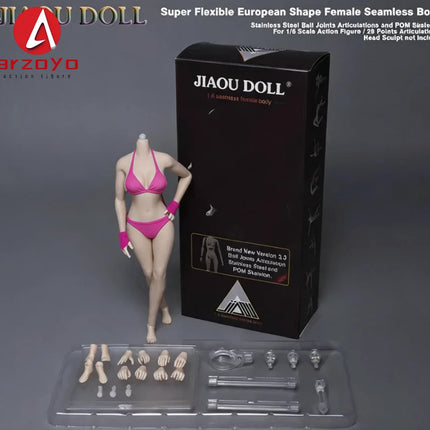 JIAOU DOLL 1/6 Female Super Flexible Seamless Body JOQ-10E JOQ-09F Metal Skeleton European Shape Large Breast Body