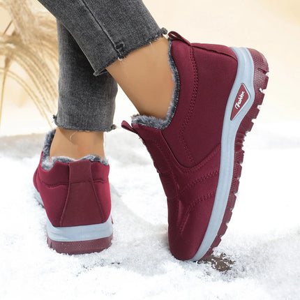 Women's Thickened Fleece Lined Boot Comfortable Warm Cotton Shoes round Toe Flat Heel Casual Style Ideal for Winter Season