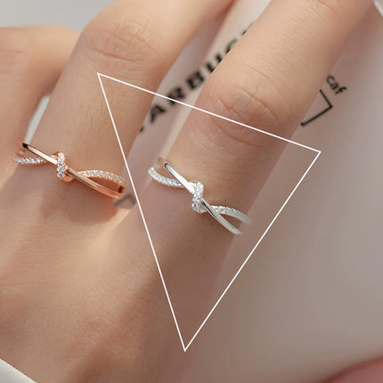 PANJBJ 925 Sterling Silver Four-pointed Star Shining Zircon Ring High-end Personalized Opening Adjustable Jewelry